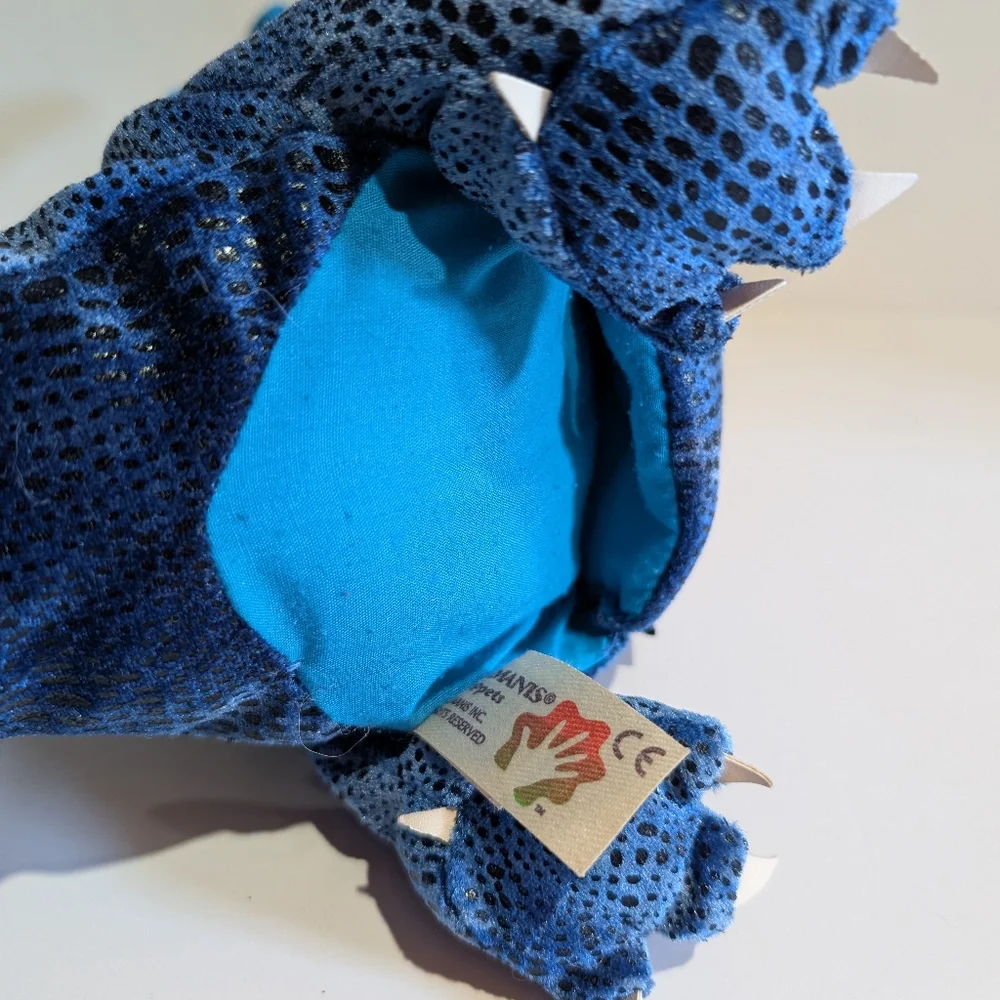 Folkmanis Blue Three Headed Dragon Plush Hand Puppet Wings - Picture 8 of 12